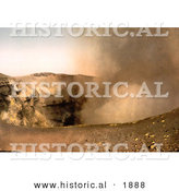 Historical Photochrom of Smoke Rising from the Crater, Mount Vesuvius, Italy by Al