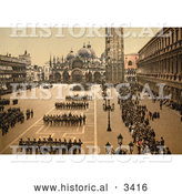 Historical Photochrom of Soldiers in St Mark’s Square by Al