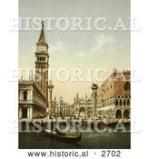 Historical Photochrom of St. Mark’s Place, Venice, Italy by Al