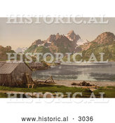 Historical Photochrom of Stilt Houses, Raftsund, Lofoten, Norway by Al
