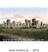 Historical Photochrom of Stonehenge in Wiltshire Salisbury England UK by Al