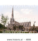 Historical Photochrom of the Angelican St Mary Redcliffe Church in Bristol, England by Al