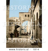 Historical Photochrom of the Arch of Ecce Homo, Jerusalem by Al