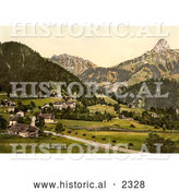 Historical Photochrom of the Avants, and Dent De Jaman in the Bernese Alps by Al