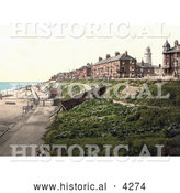 Historical Photochrom of the Beach and Buildings Along the North Parade Promenade in Southwell, Dorset, England, UK by Al