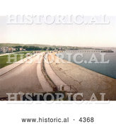 Historical Photochrom of the Beach, Pier and Promenade in Paignton on the Torbay Devon England UK by Al