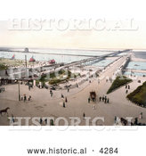 Historical Photochrom of the Bridge and Pier in Southsea, Portsmouth, Hampshire, England, UK by Al