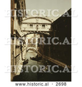 Historical Photochrom of the Bridge of Sighs by Al
