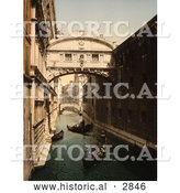 Historical Photochrom of the Bridge of Sighs, Venice by Al