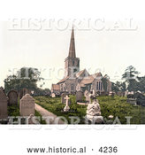 Historical Photochrom of the Burial Grounds of St Mary’s Church in Lydney Forest of Dean Gloucestershire England UK by Al