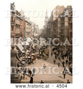 Historical Photochrom of the Busy Street of Cheapside in London, England by Al