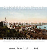 Historical Photochrom of the Cathedral and Landing Place at Belgrade, Serbia by Al