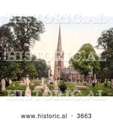 Historical Photochrom of the Cemetery of the St Mary’s Church in Ross-On-Wye Herefordshire England UK by Al