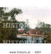 Historical Photochrom of the Church on the River Thames in Whitechurch Dorset England by Al