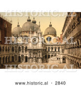 Historical Photochrom of the Court in Doges’ Palace by Al