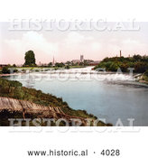 Historical Photochrom of the Diglis Weir on the Severn River in Worcester Worcestershire West Midlands England by Al
