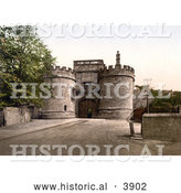 Historical Photochrom of the Gateway of Skipton Castle in Craven Skipton North Yorkshire by Al