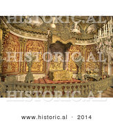 Historical Photochrom of the Herrenchiemsee Castle Bedroom in Germany by Al