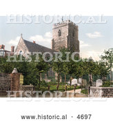 Historical Photochrom of the Historical St Mary’s Church in Folkestone England by Al