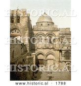 Historical Photochrom of the Holy Sepulchre, Jerusalem, Israel by Al