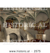 Historical Photochrom of the Interior of a Chapel in Zurich by Al