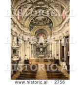 Historical Photochrom of the Interior of Jesuits’ Church, Venice by Al