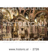 Historical Photochrom of the Interior of Scalzi, Venice, Italy by Al