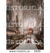 Historical Photochrom of the Interior of the York Minster Cathedral in York, North Yorkshire, England by Al
