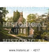 Historical Photochrom of the Ivy Covered Church in Cockington Torquay Torbay Devon England UK by Al