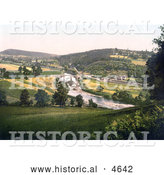 Historical Photochrom of the Kerne Bridge Spanning the B4229 Road over the River Wye from Goodrich to Walford in Herefordshire, England by Al