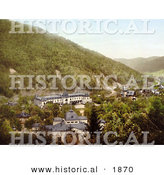 Historical Photochrom of the Kurplatz, Resort, Hotel Karaimann, Sinaia, Romania by Al