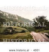 Historical Photochrom of the Landslip Undercliff Isle of Wight England UK by Al