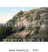 Historical Photochrom of the Lovers Seat Cliff in Fairlight Hastings Sussex England by Al
