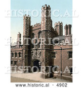 Historical Photochrom of the Main Entrance Gate to St John’s College in Cambridge, Cambridgeshire, England, United Kingdom by Al