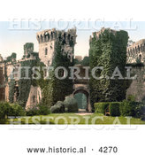 Historical Photochrom of the Main Gatehouse to the Castell Rhaglan Raglan Castle in Monmouthshire Wales England UK by Al
