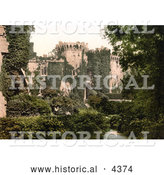 Historical Photochrom of the Moat of the Ivy Overgrown Raglan Castle in Monmouthshire Wales England UK by Al