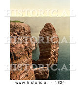 Historical Photochrom of the Monk Formation in Heligoland, Germany by Al