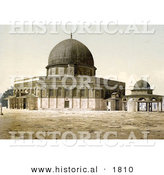 Historical Photochrom of the Mosque of Omar and Judgment Seat of David, Jerusalem by Al