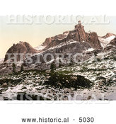 Historical Photochrom of the Ortler Group, Campanil Tuckett, Tyrol, Austria by Al