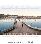Historical Photochrom of the Pier in Sandown Isle of Wight England UK by Al