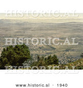 Historical Photochrom of the Plain of Tabor and Mt Hermon by Al