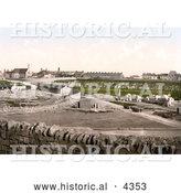 Historical Photochrom of the Prison Yard, Isle of Portland, Dorset, England, United Kingdom by Al