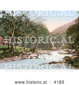 Historical Photochrom of the Refreshment House by the Water Watersmeet Lynton and Lynmouth Devon England by Al