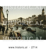 Historical Photochrom of the Rialto Bridge, Venice, Italy by Al