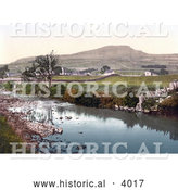 Historical Photochrom of the River Ribble at Horton near the Pennyghent Mountain in North Yorkshire England by Al