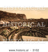 Historical Photochrom of the Roman Coliseum Interior in Rome, Italy by Al