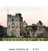 Historical Photochrom of the Ruins of Ludlow Castle Shropshire, England, United Kingdom by Al