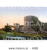 Historical Photochrom of the Ruins of Pevensey Castle in Wealden East Sussex England UK by Al