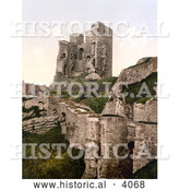 Historical Photochrom of the Ruins of Scarborough Castle in Scarborough North Yorkshire England UK by Al