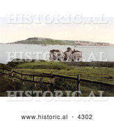 Historical Photochrom of the Sandsfoot Castle Ruins on the Isle of Portland in Dorset, England by Al